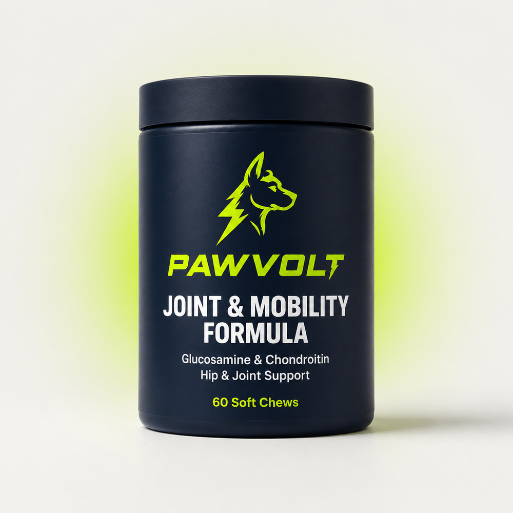 PawVolt Joint & Mobility dog supplement jar — glucosamine chondroitin and turmeric